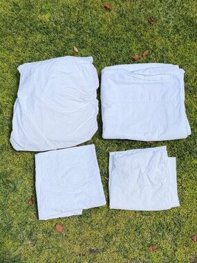 Parachute 100% Cotton 4-Piece Natural Fiber Sheet Set White King Portugal GUC